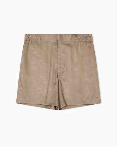 Emporio Armani - ASV jacquard Lyocell Bermuda shorts, Man, Brown, Size: