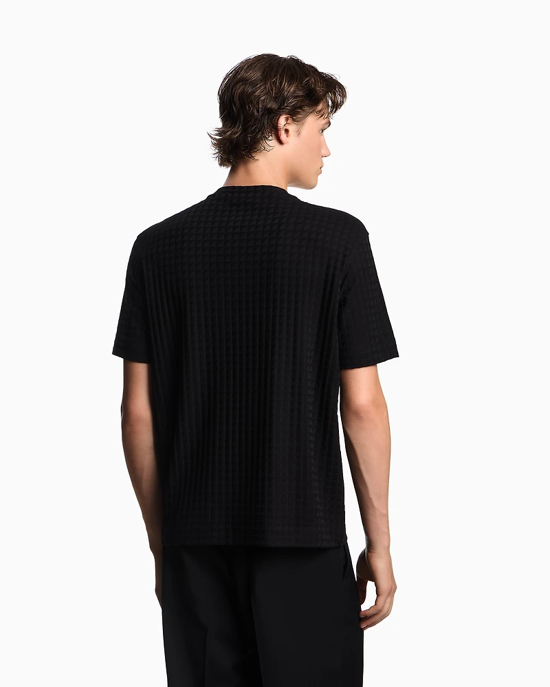 Emporio Armani - ASV jacquard jersey T-shirt, Man, Black, Size: