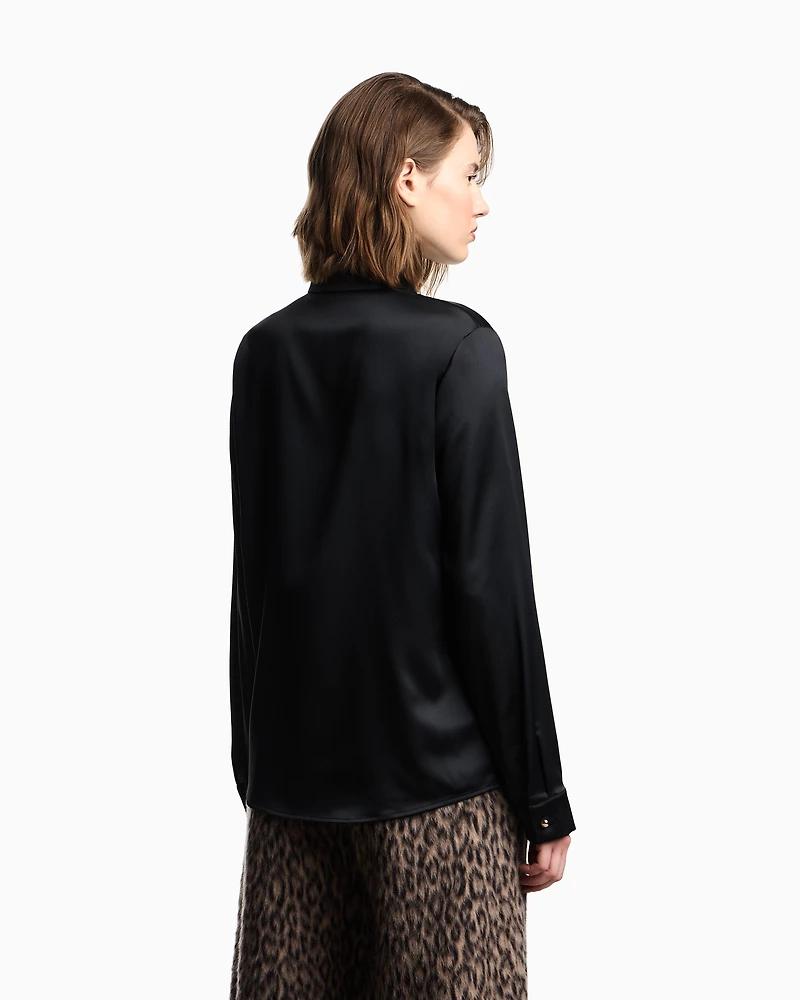 Emporio Armani - Valentine’s Day capsule collection satin crêpe shirt, Woman, Black, Size: