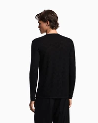Emporio Armani - Patterned knit wool and silk blend jumper, Man, Black, Size:
