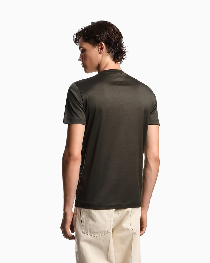Emporio Armani - ASV Lyocell blend jersey T-shirt with micro logo lettering, Man, Green, Size: