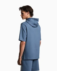 Emporio Armani - ASV Lyocell-blend jacquard jersey hooded sweatshirt, Man, Light Blue, Size: