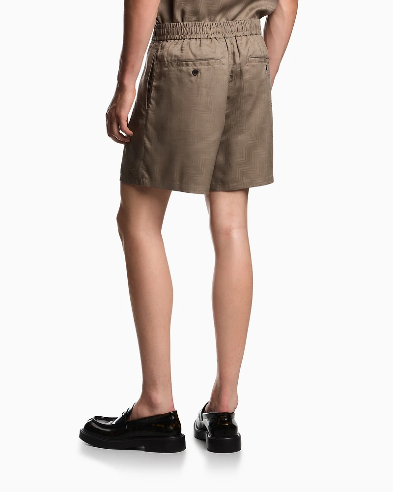 Emporio Armani - ASV jacquard Lyocell Bermuda shorts, Man, Brown, Size: