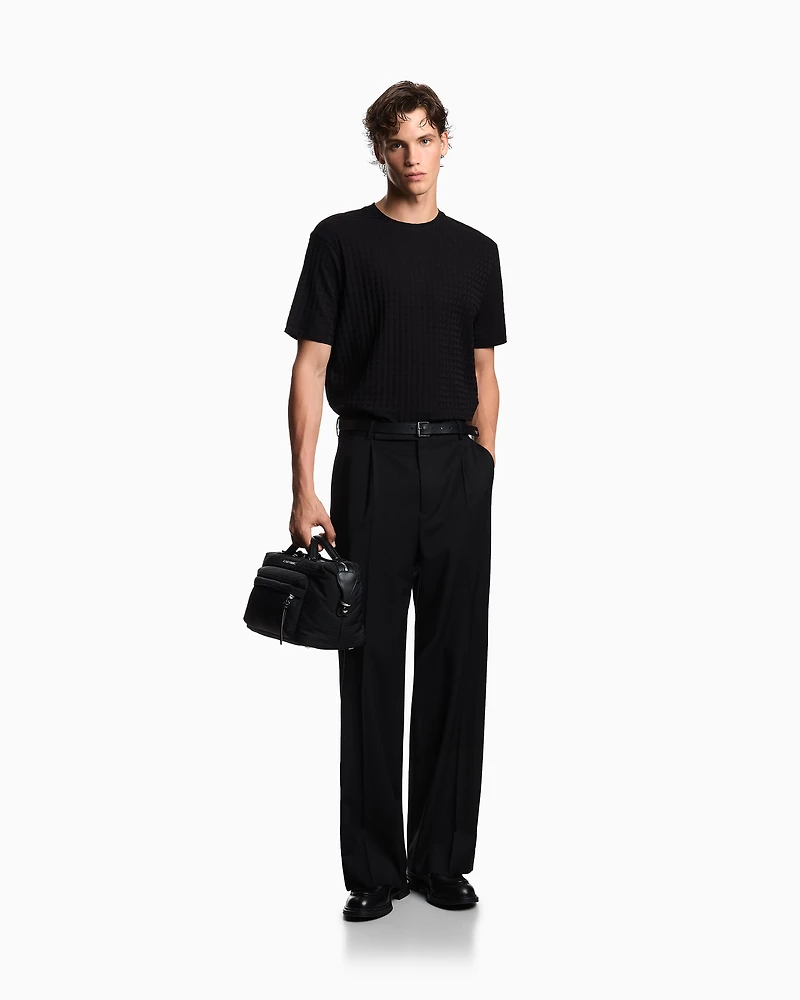 Emporio Armani - ASV jacquard jersey T-shirt, Man, Black, Size: