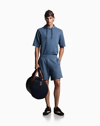 Emporio Armani - ASV Lyocell-blend jacquard jersey Bermuda shorts, Man, Light Blue, Size: