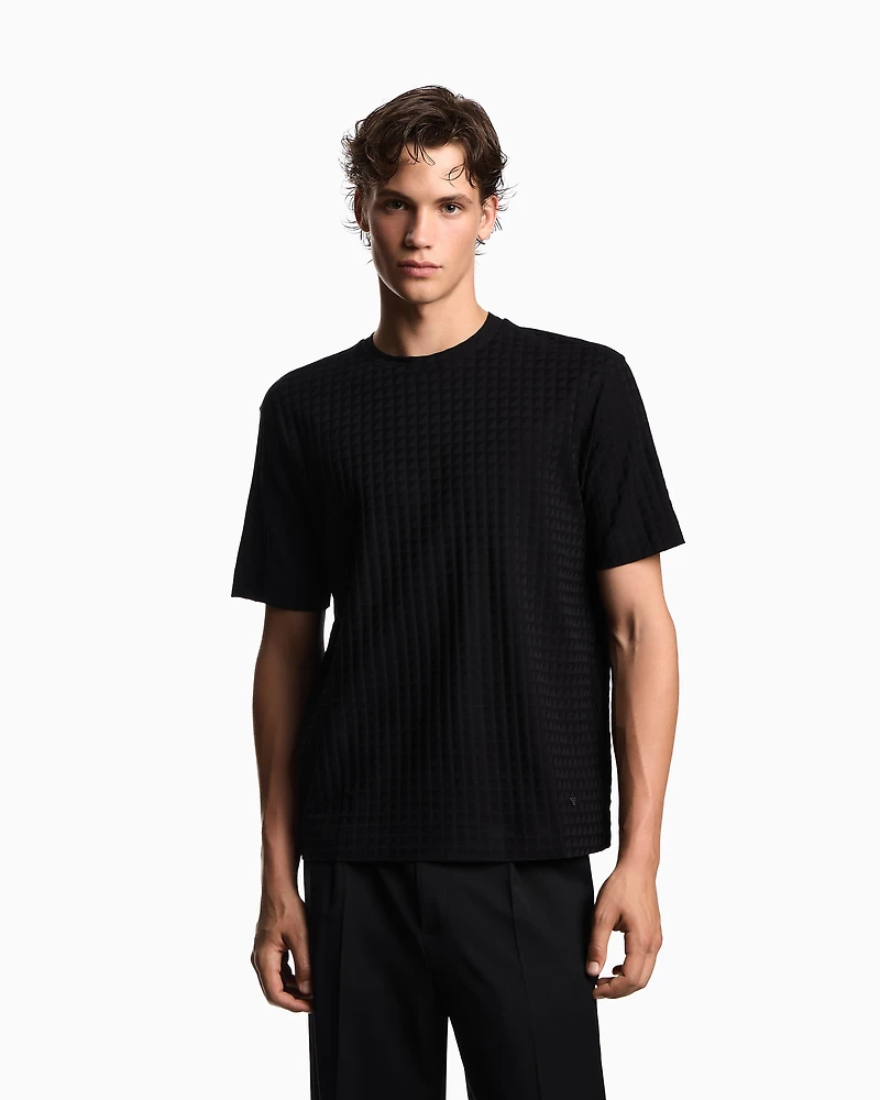 Emporio Armani - ASV jacquard jersey T-shirt, Man, Black, Size: