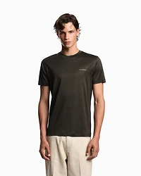Emporio Armani - ASV Lyocell blend jersey T-shirt with micro logo lettering, Man, Green, Size: