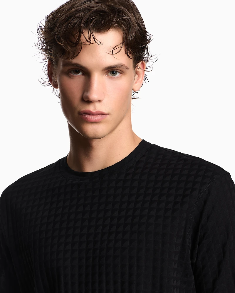 Emporio Armani - ASV jacquard jersey T-shirt, Man, Black, Size:
