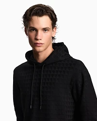 Emporio Armani - ASV Lyocell-blend jacquard jersey hooded sweatshirt with repeated eagle motif, Man, Black, Size: