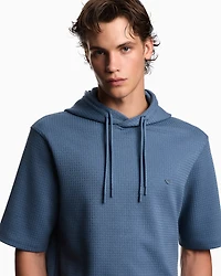Emporio Armani - ASV Lyocell-blend jacquard jersey hooded sweatshirt, Man, Light Blue, Size: