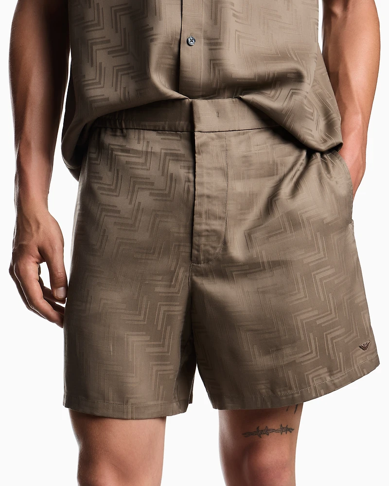 Emporio Armani - ASV jacquard Lyocell Bermuda shorts, Man, Brown, Size: