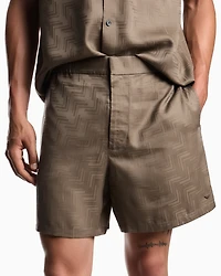 Emporio Armani - ASV jacquard Lyocell Bermuda shorts, Man, Brown, Size: