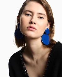 Emporio Armani - Oversized hoop pendant earrings, Woman, Blue, Size: TU