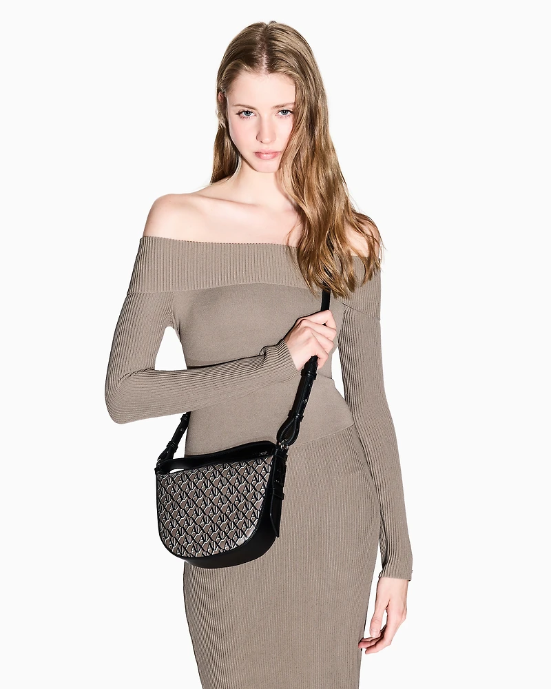 Hobo bag with allover logo