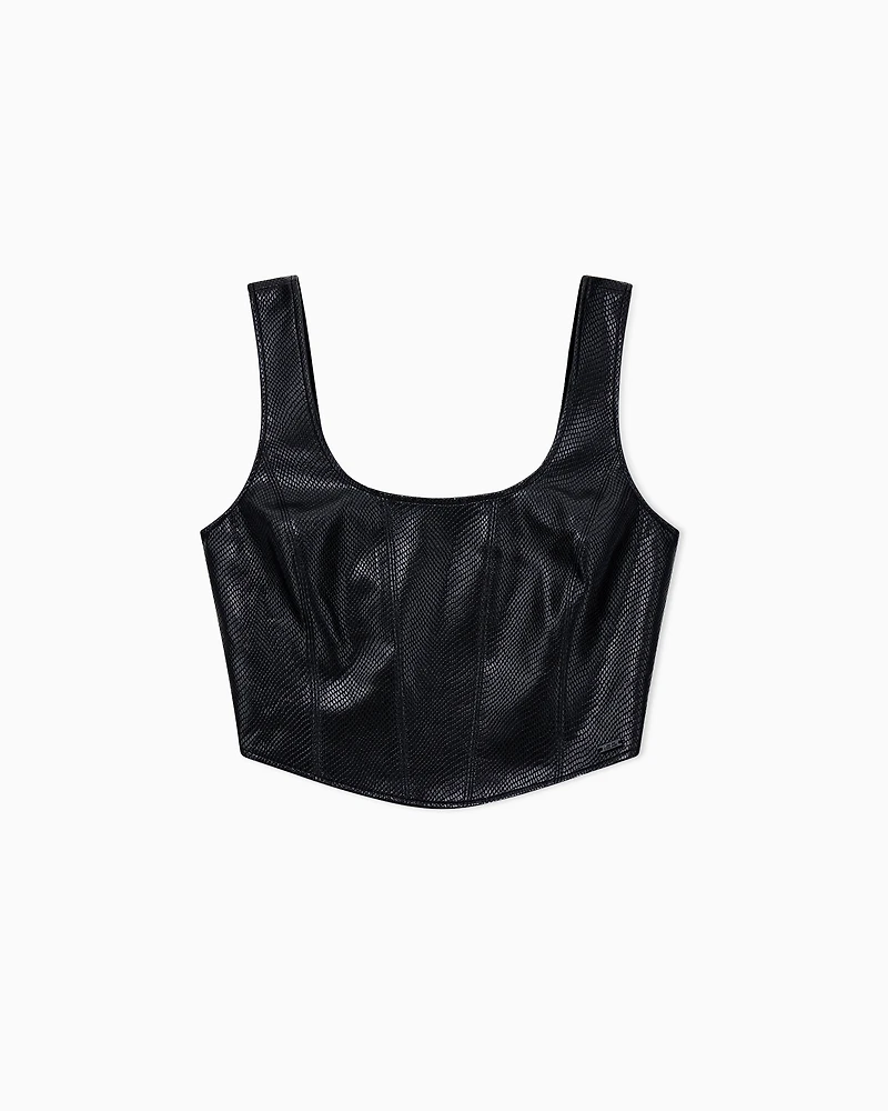 Armani Exchange - Faux leather top, Woman, Black, Size: