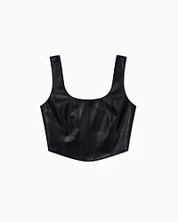 Armani Exchange - Faux leather top, Woman, Black, Size: