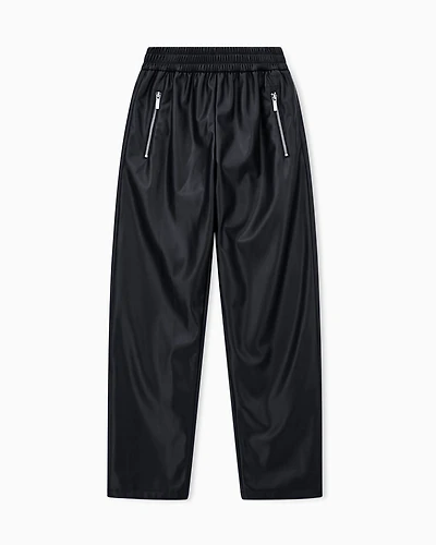 Armani Exchange - Coated fabric trousers, Woman, Black, Size: