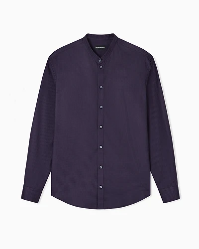 Emporio Armani - Armure-effect jacquard guru collar shirt, Man, Patterned, Size: