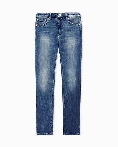 Armani Exchange - Super skinny used effect jeans, Woman, Blue, Size: