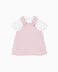 Emporio Armani - Interlock jersey dungarees and T-shirt set, Girl, Pink, Size: