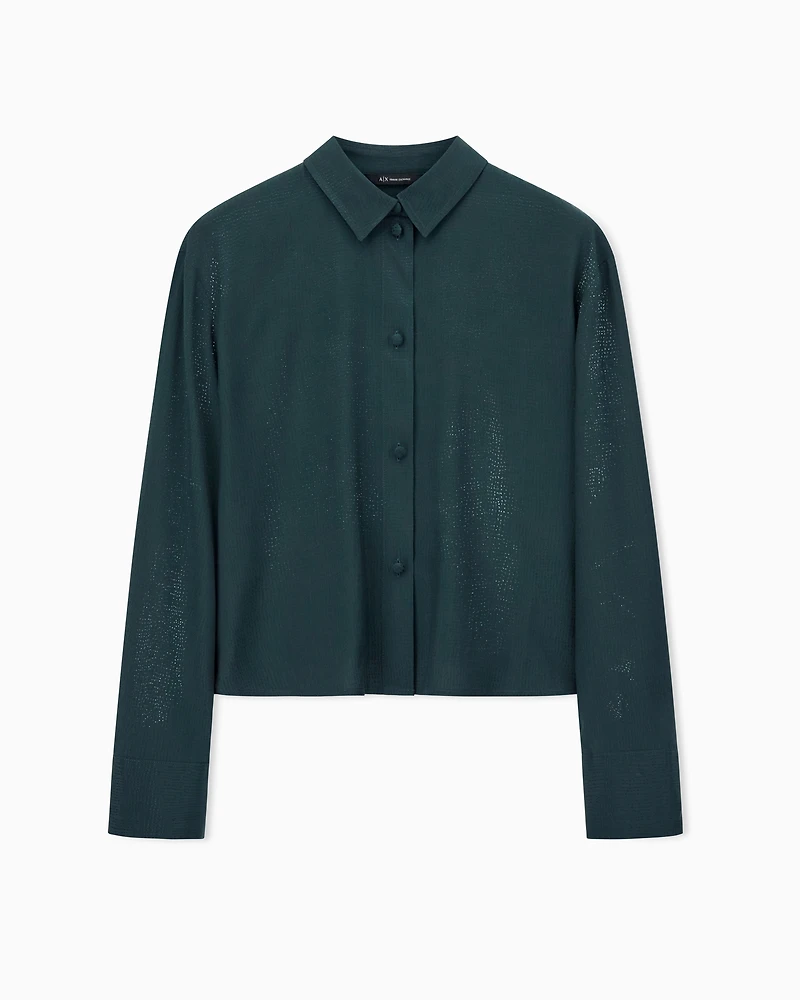 Armani Exchange - Textured Button-Down Shirt, Woman, Green, Size: