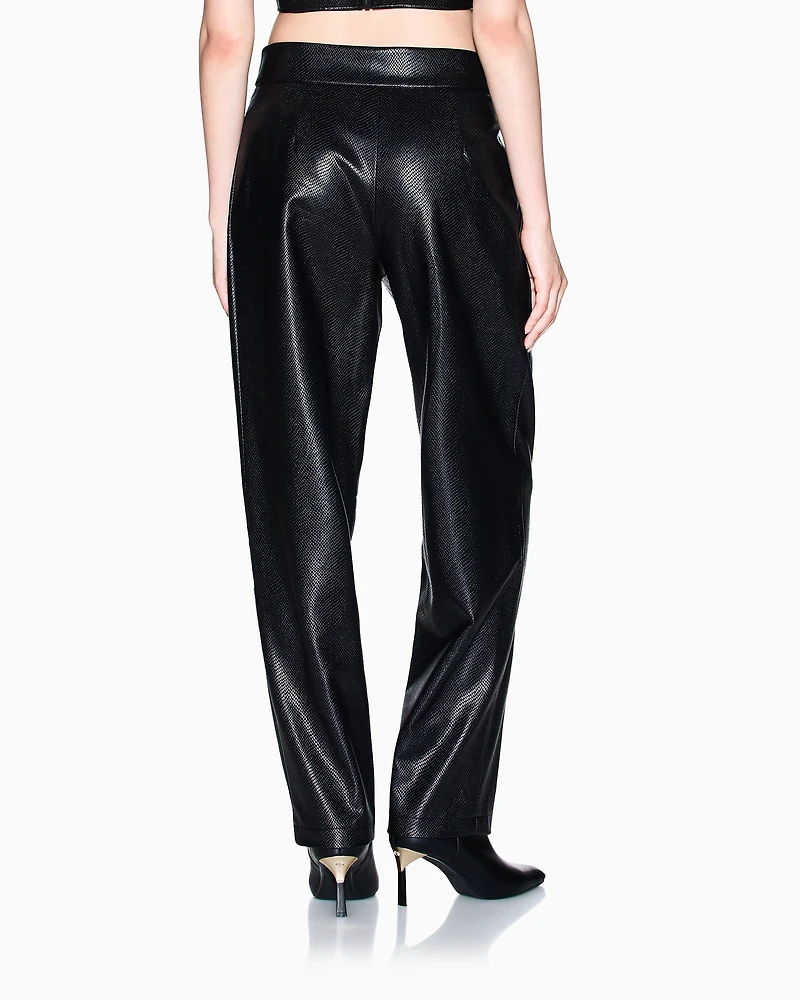 Faux leather trousers with pleats