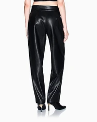 Faux leather trousers with pleats