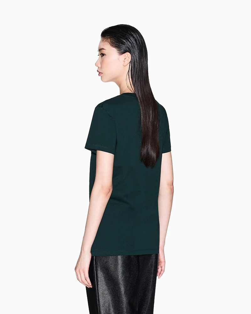 Armani Exchange - V Neck T-Shirt, Woman, Green, Size: