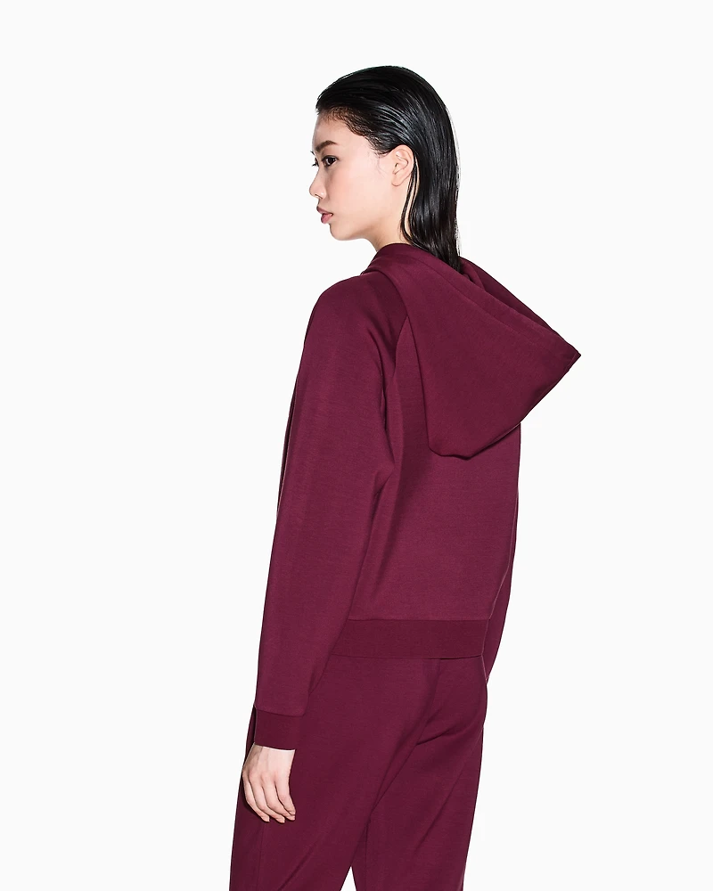 Armani Exchange - Glitter Logo Hoodie, Woman, Burgundy, Size: