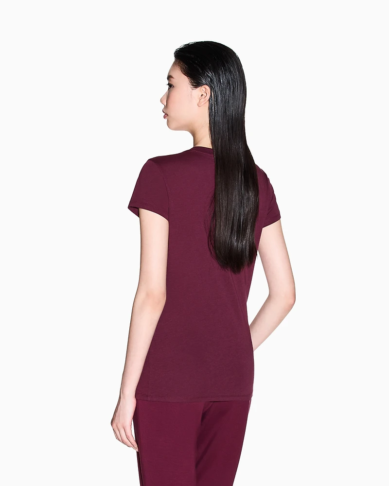 Armani Exchange - Slim fit T-shirt stretch cotton jersey, Woman, Burgundy, Size: