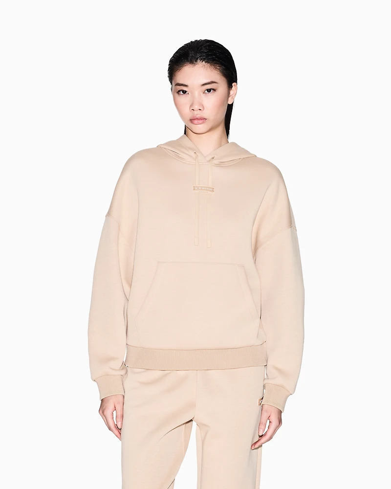 Armani Exchange - Hoodie soft fleece fabric, Woman, Camel, Size:
