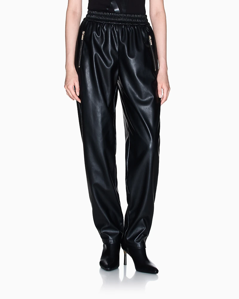 Armani Exchange - Coated fabric trousers, Woman, Black, Size: