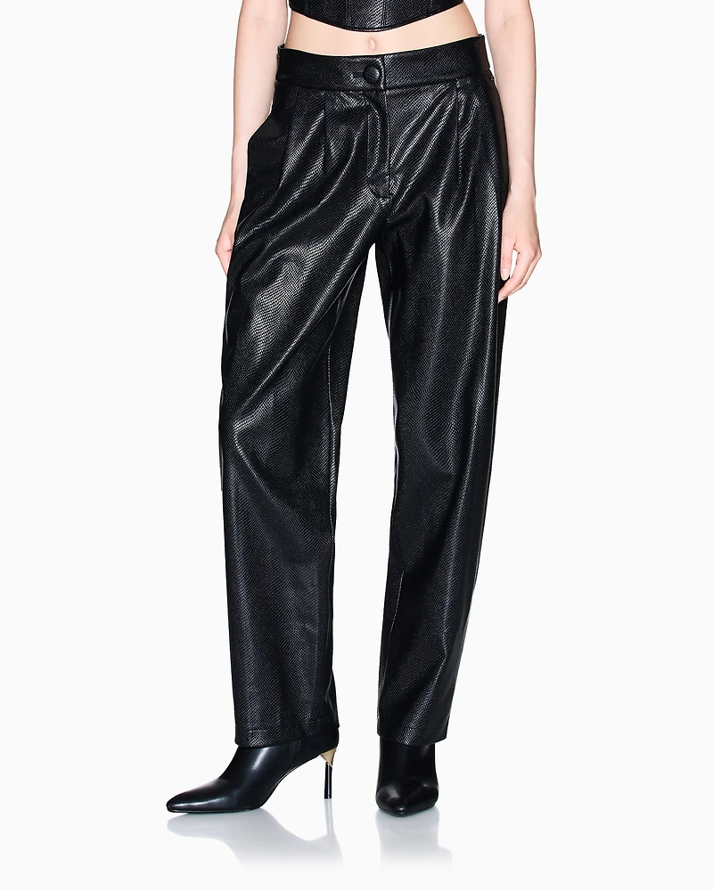Armani Exchange - Faux-Leather Cropped Trousers, Woman, Black, Size: