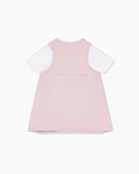 Emporio Armani - Interlock jersey dungarees and T-shirt set, Girl, Pink, Size: