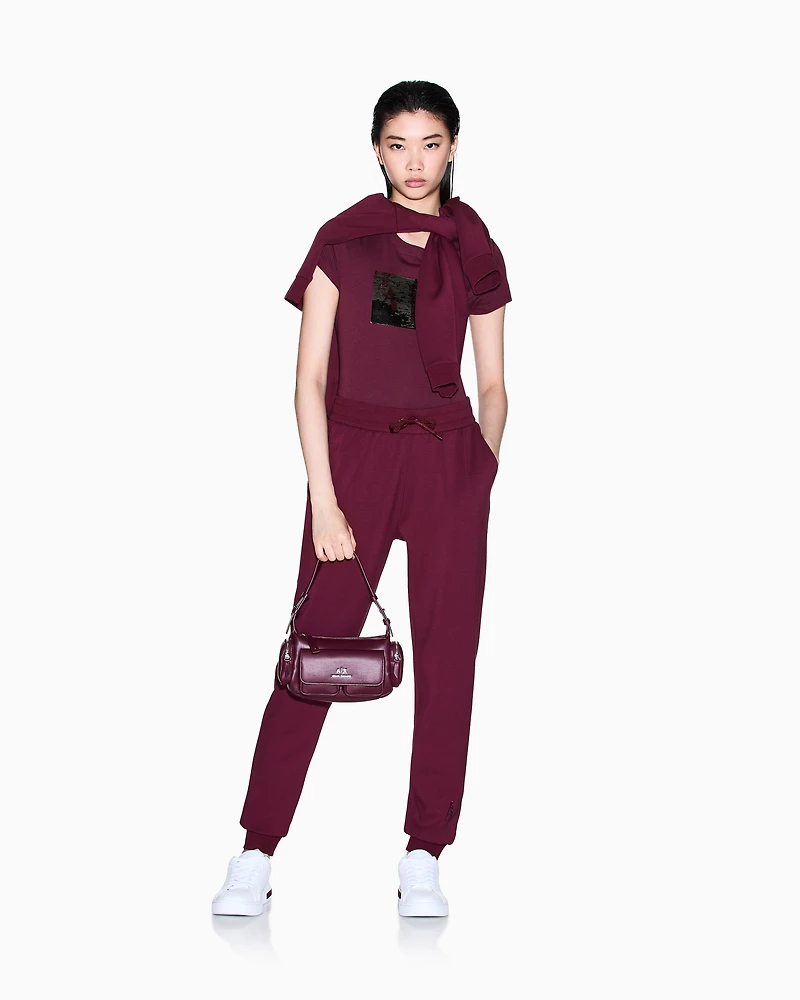 Armani Exchange - Slim fit T-shirt stretch cotton jersey, Woman, Burgundy, Size: