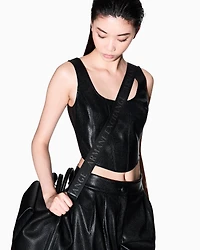 Armani Exchange - Faux leather top, Woman, Black, Size: