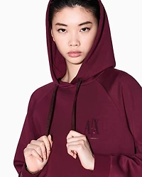Armani Exchange - Glitter Logo Hoodie, Woman, Burgundy, Size: