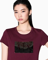 Armani Exchange - Slim fit T-shirt stretch cotton jersey, Woman, Burgundy, Size: