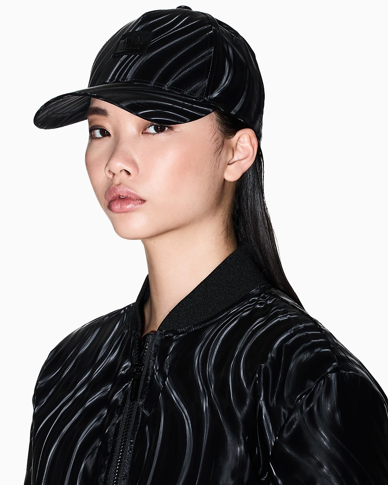 Armani Exchange - Hat with wave-textured visor, Woman, Black, Size: TU