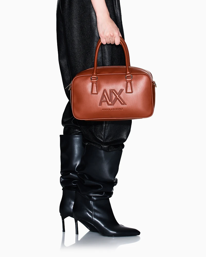 Smooth faux leather bowling bag