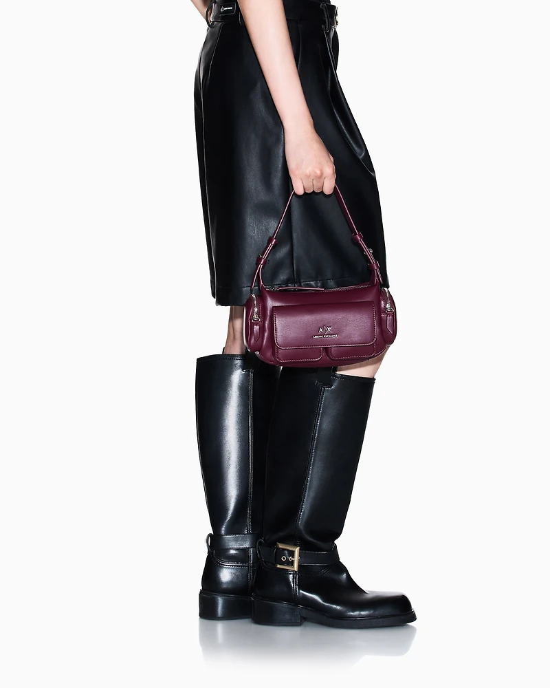 Armani Exchange - Large shoulder bag with side pockets, Woman, Burgundy, Size: TU