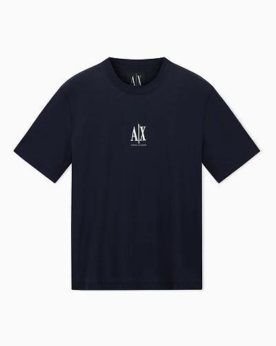 Armani Exchange - Regular fit T-shirt with embroidered logo, Man, Navy Blue, Size: