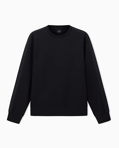 Armani Exchange - Crewneck Sweatshirt with Logo Bands, Man, Black, Size: