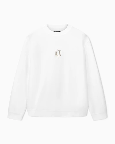 Armani Exchange - Crewneck sweatshirt with embroidered logo, Man, White, Size: