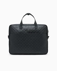 Emporio Armani - Business bag in leather with all-over embossed eagle , Man, Black, Size: TU