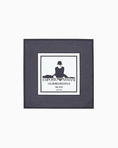 Emporio Armani - Silk foulard with Icon print, Woman, Black, Size: TU