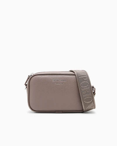 Emporio Armani - Deer-print camera case with shoulder strap, Woman, Camel, Size: TU