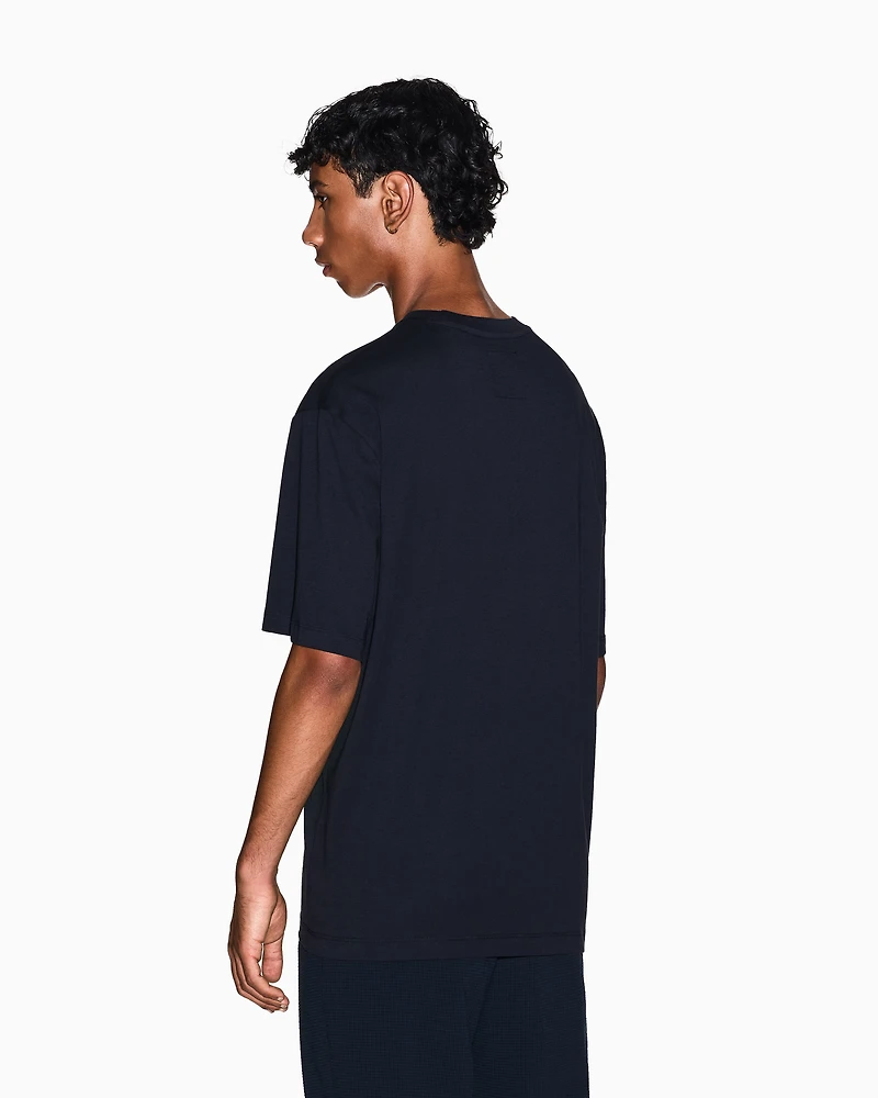 Armani Exchange - Regular fit T-shirt with embroidered logo, Man, Navy Blue, Size:
