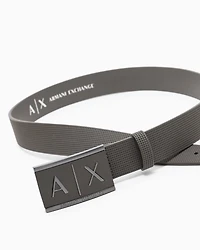 Leather belt with rectangular buckle