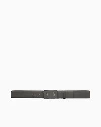 Leather belt with rectangular buckle